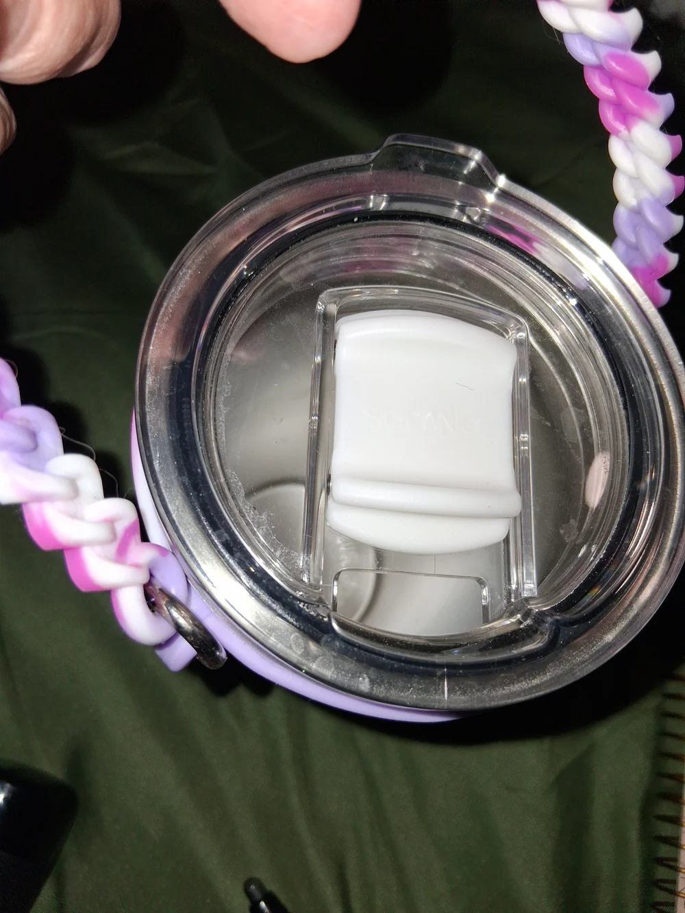 Lilac Silicone Insulated Cup with Pink and White Braided Strap